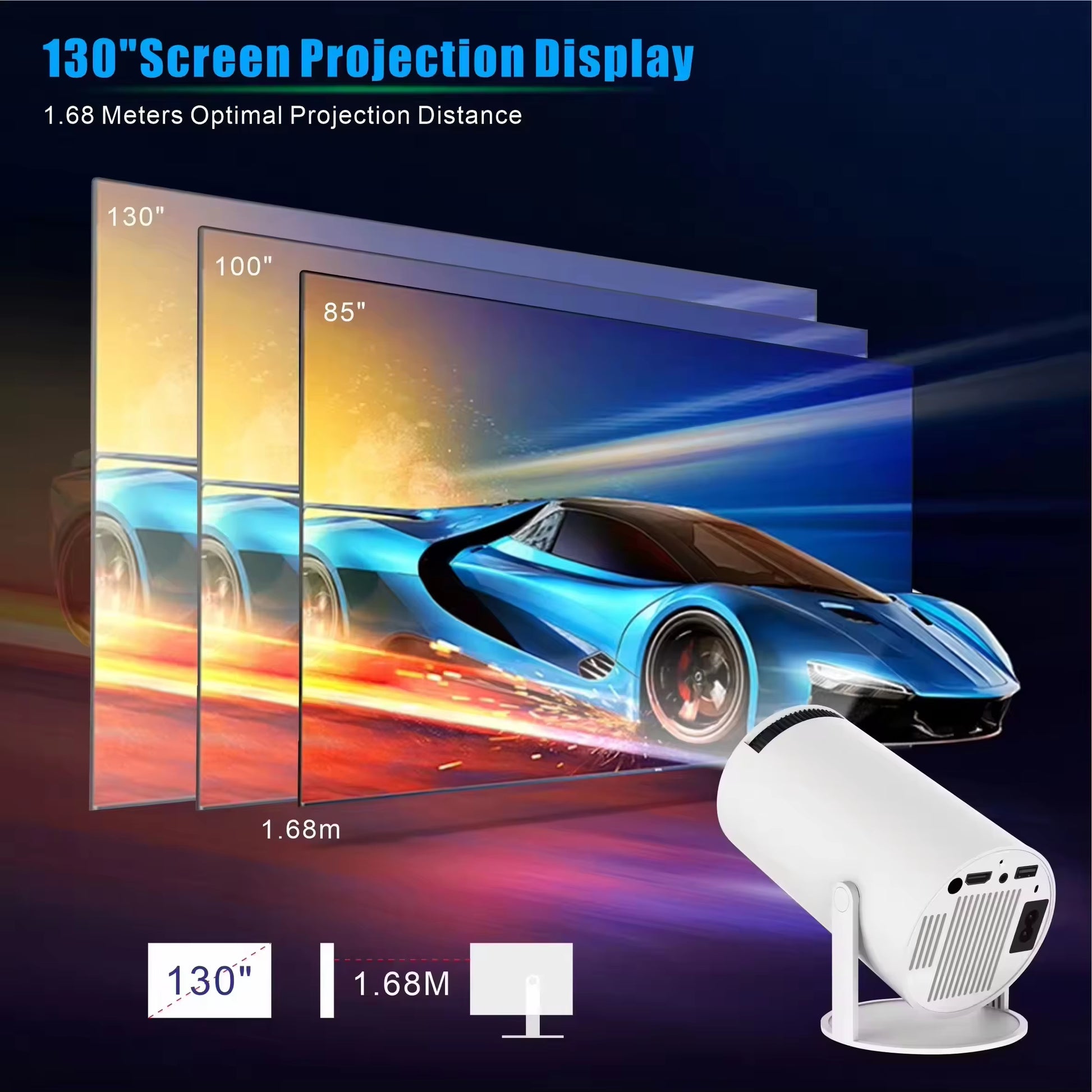 HYX Hot Sell Popular Projector HY300 Fast Wireless Connection 4K HD Home Theater Smart Screen Portable Projector 4K with USB