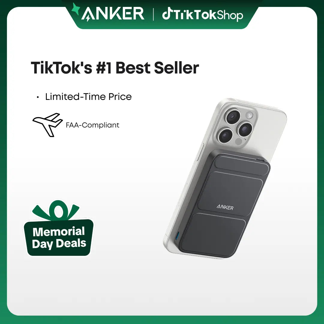 【Magnetic Power Bank】Anker 5,000Mah Magnetic Power Bank, Wireless Portable Charger with Foldable Stand & Side USB-C Port, Battery Pack for Iphone 17/16/15/14/13,Summerwins, Fathersdaygift