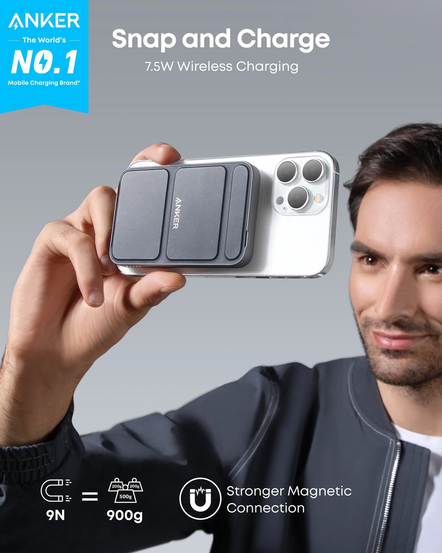 【Magnetic Power Bank】Anker 5,000Mah Magnetic Power Bank, Wireless Portable Charger with Foldable Stand & Side USB-C Port, Battery Pack for Iphone 17/16/15/14/13,Summerwins, Fathersdaygift