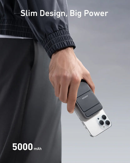 【Magnetic Power Bank】Anker 5,000Mah Magnetic Power Bank, Wireless Portable Charger with Foldable Stand & Side USB-C Port, Battery Pack for Iphone 17/16/15/14/13,Summerwins, Fathersdaygift