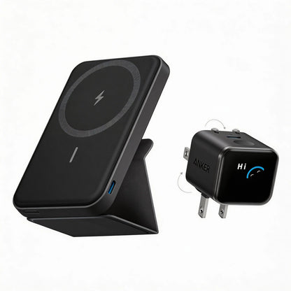 【Magnetic Power Bank】Anker 5,000Mah Magnetic Power Bank, Wireless Portable Charger with Foldable Stand & Side USB-C Port, Battery Pack for Iphone 17/16/15/14/13,Summerwins, Fathersdaygift